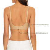 Wirefree Seamless Bra for Women Invisible Deep V Plunge Bra with Removeable Padding Tan